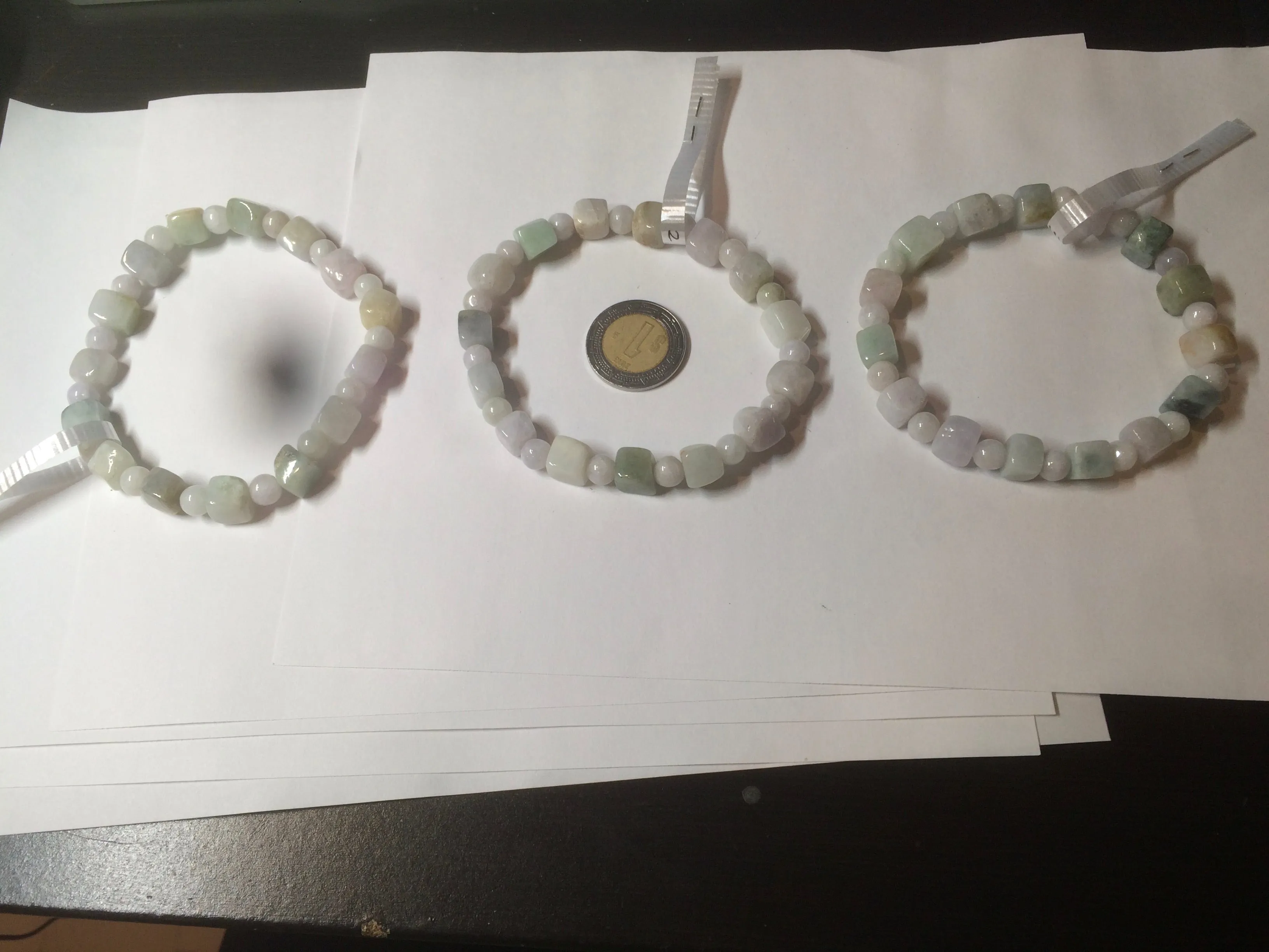 100% natural type A  green/purple/brown/yellow jadeite jade beads bracelet AQ76