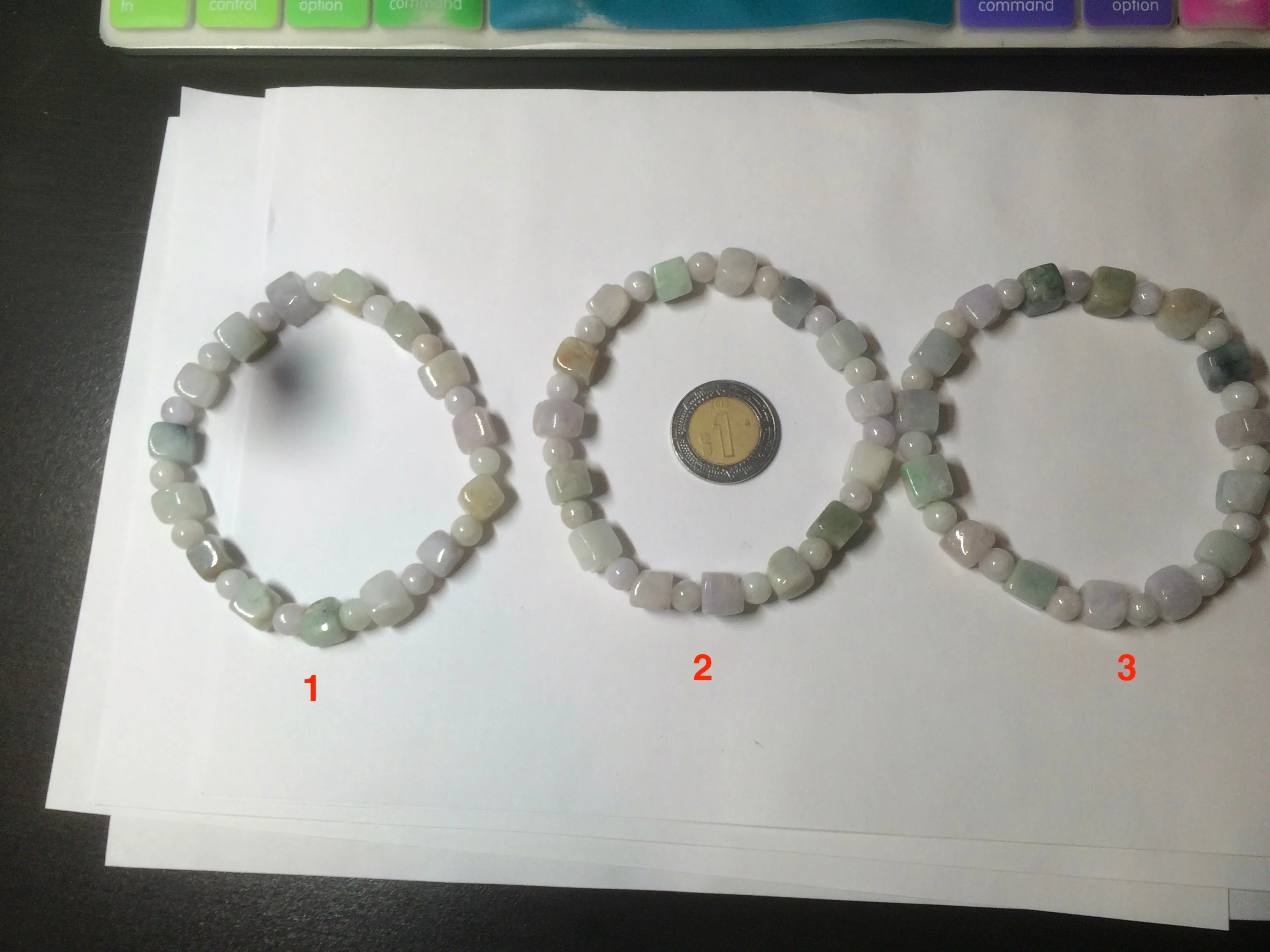 100% natural type A  green/purple/brown/yellow jadeite jade beads bracelet AQ76