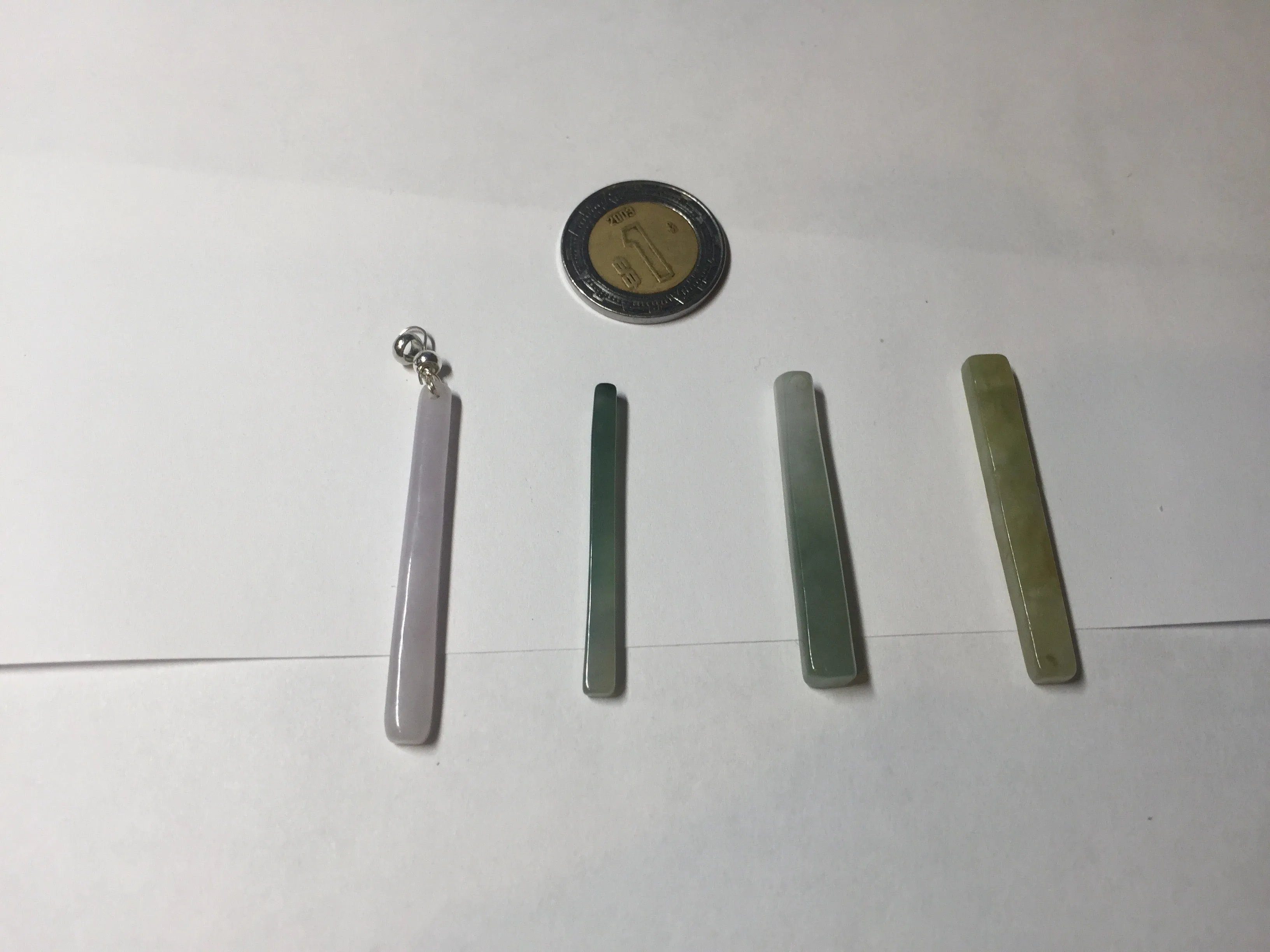 100% natural type A jadeite jade icy watery green white purple yellow Tide Control Pillar(定海神针) pendant group BN77