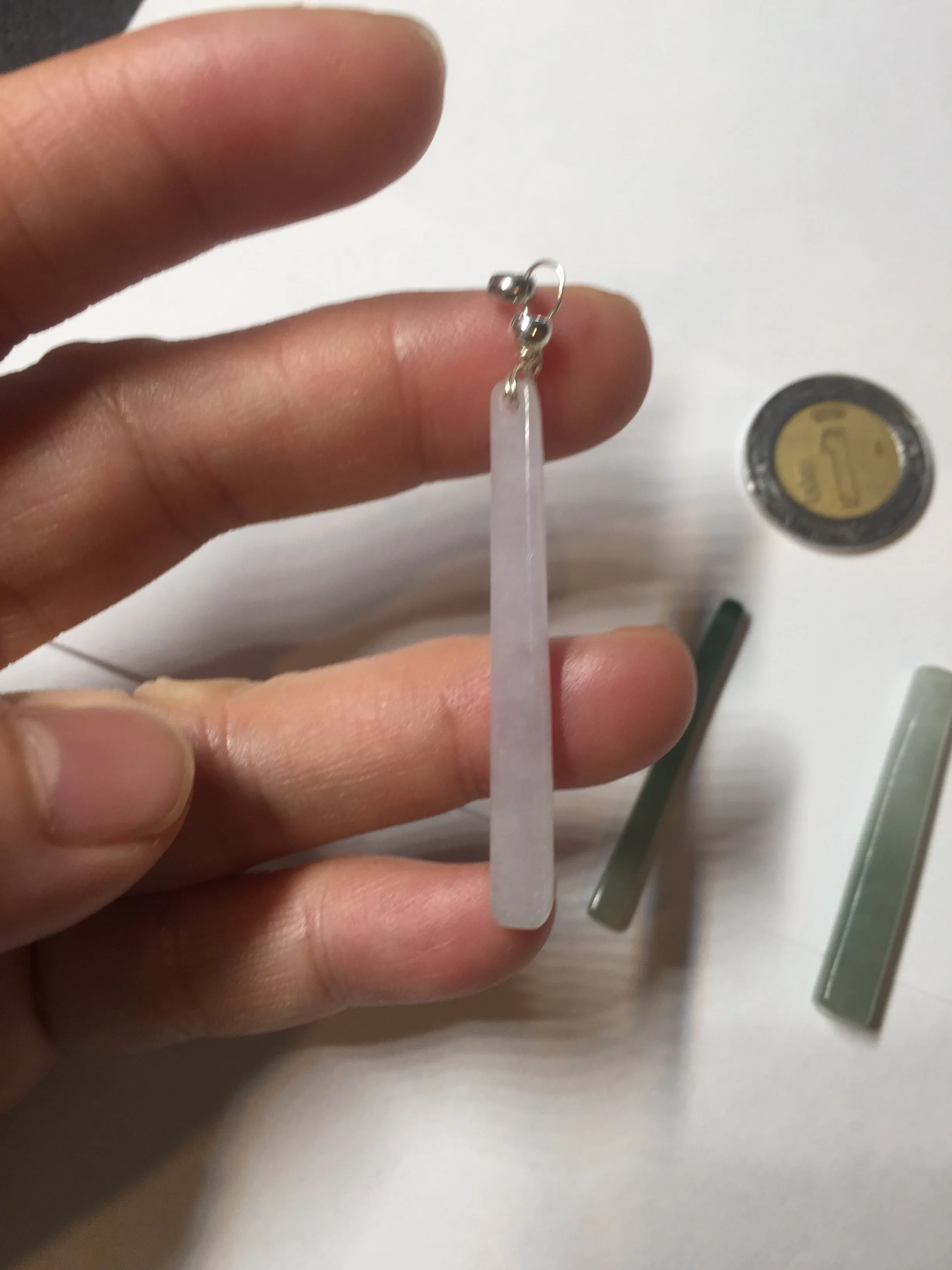 100% natural type A jadeite jade icy watery green white purple yellow Tide Control Pillar(定海神针) pendant group BN77