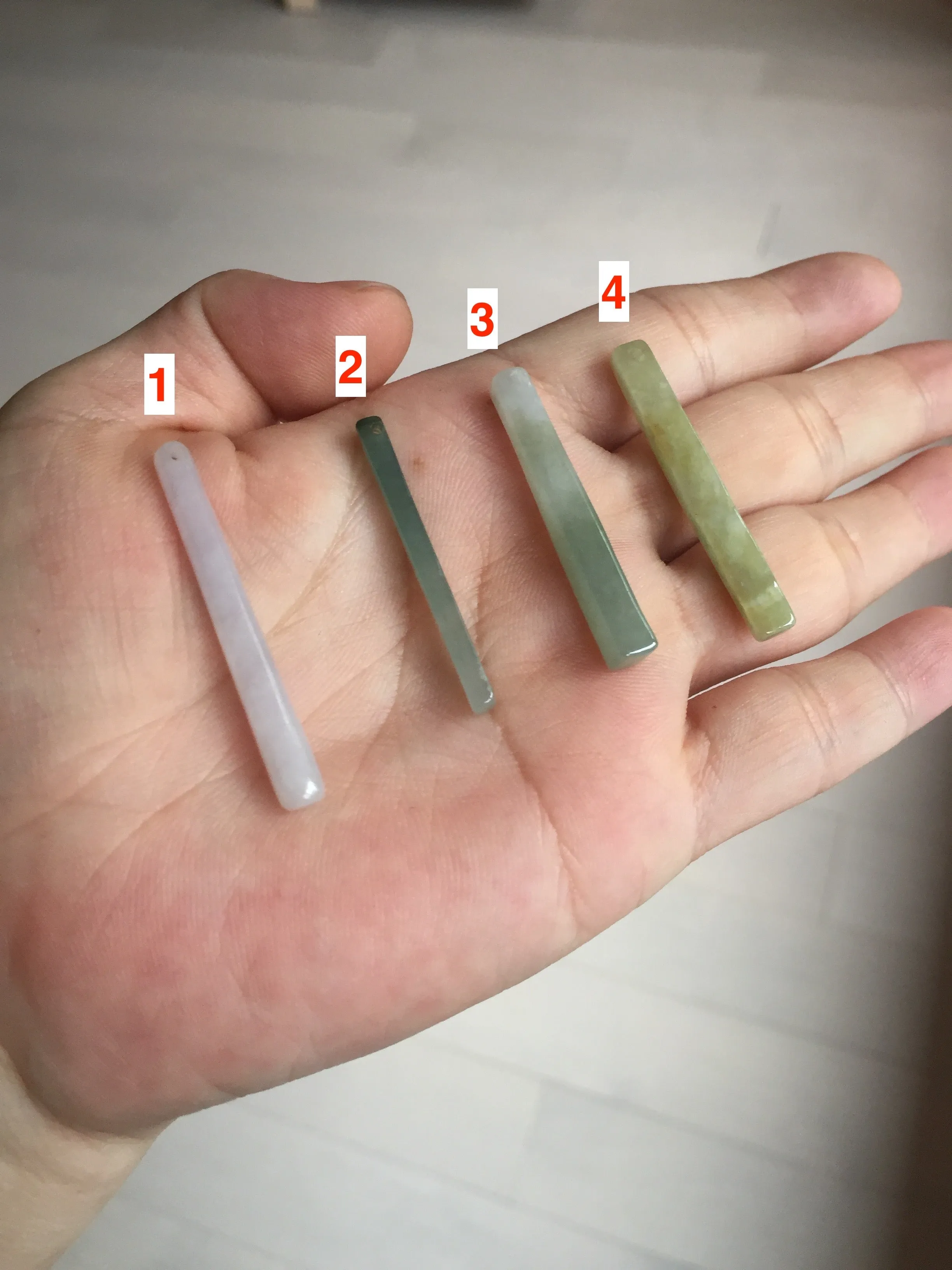 100% natural type A jadeite jade icy watery green white purple yellow Tide Control Pillar(定海神针) pendant group BN77