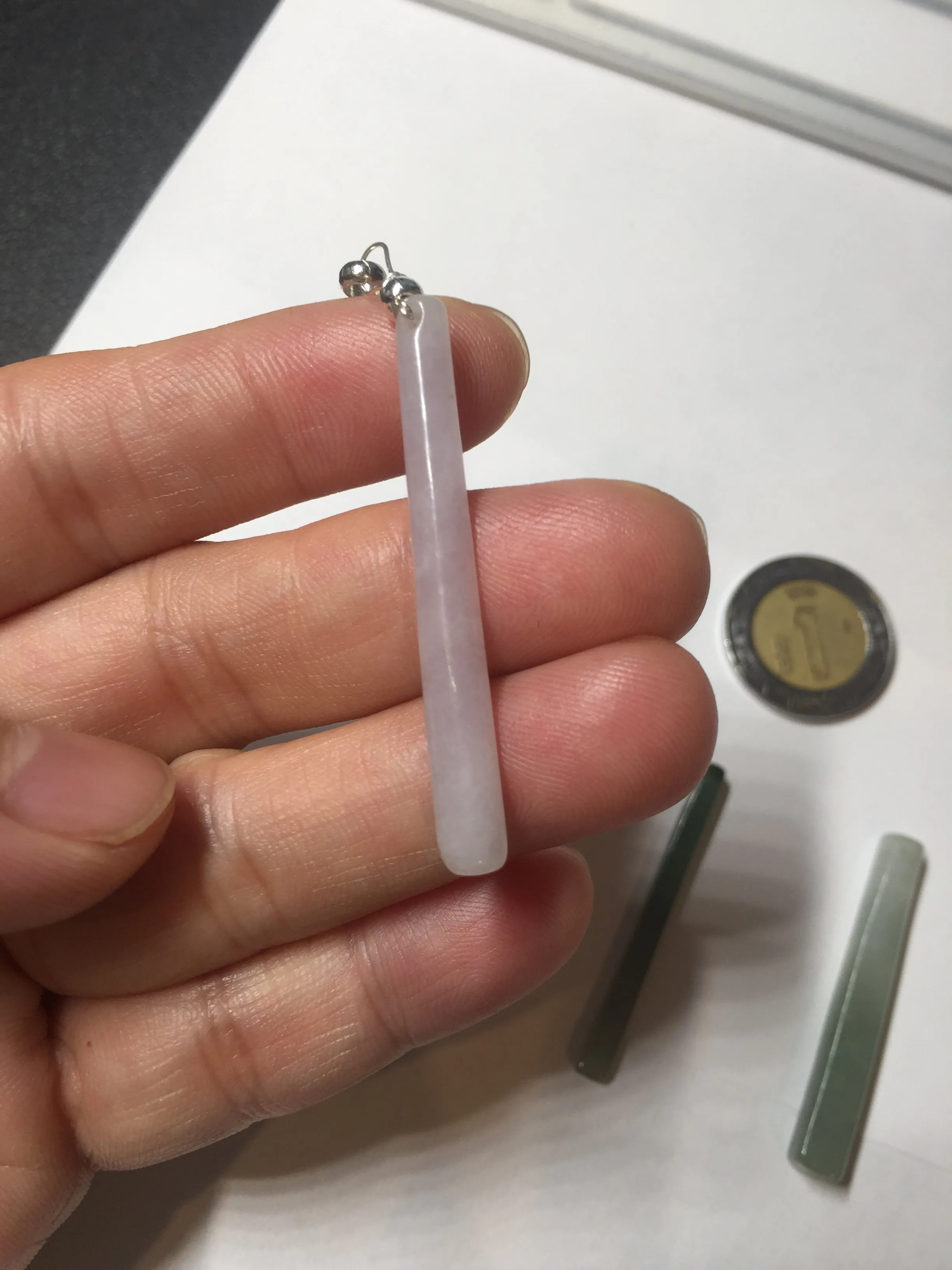 100% natural type A jadeite jade icy watery green white purple yellow Tide Control Pillar(定海神针) pendant group BN77