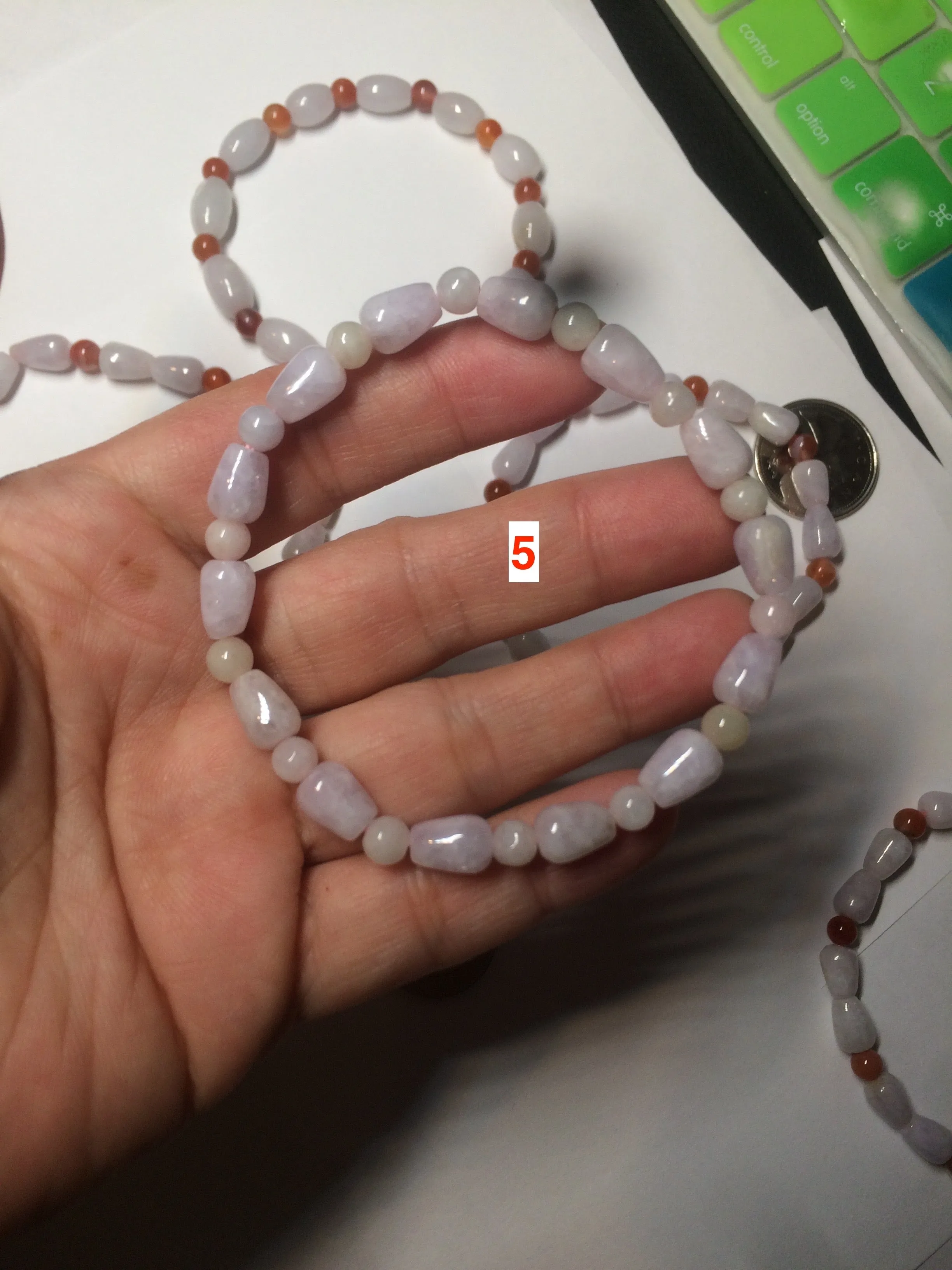 100% natural type A light purple/white water drop/olive jadeite jade bead bracelet BK58