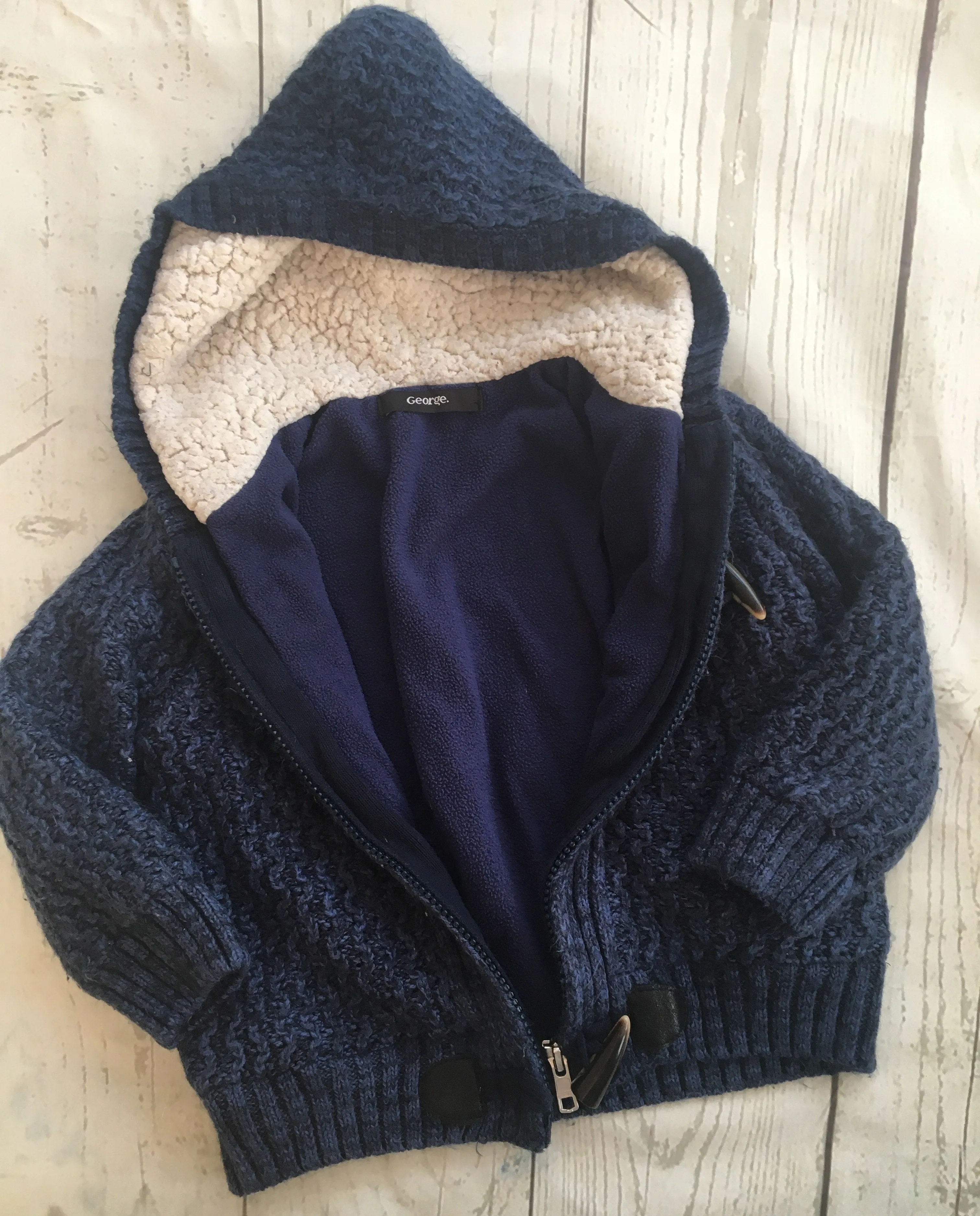 18-24 Months Fleece Lined Knitted Zipped Hoodie