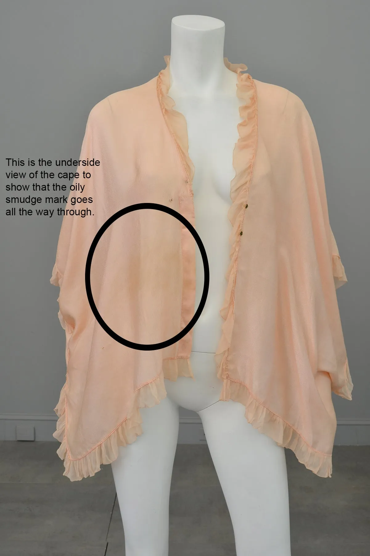 1920s Peachy Pink Silk Satin / Crepe Chiffon Ruffle Capelet Cape Shrug | Restoration Piece