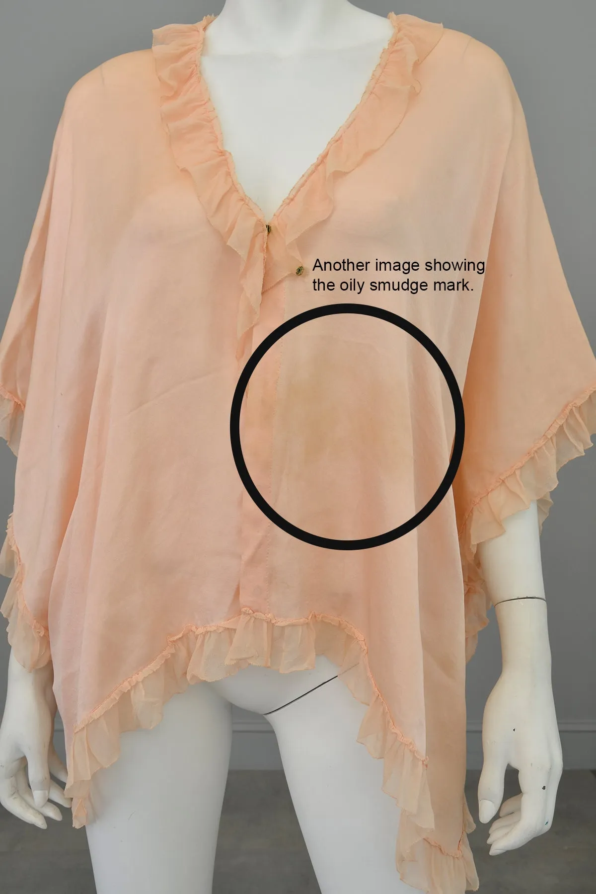 1920s Peachy Pink Silk Satin / Crepe Chiffon Ruffle Capelet Cape Shrug | Restoration Piece