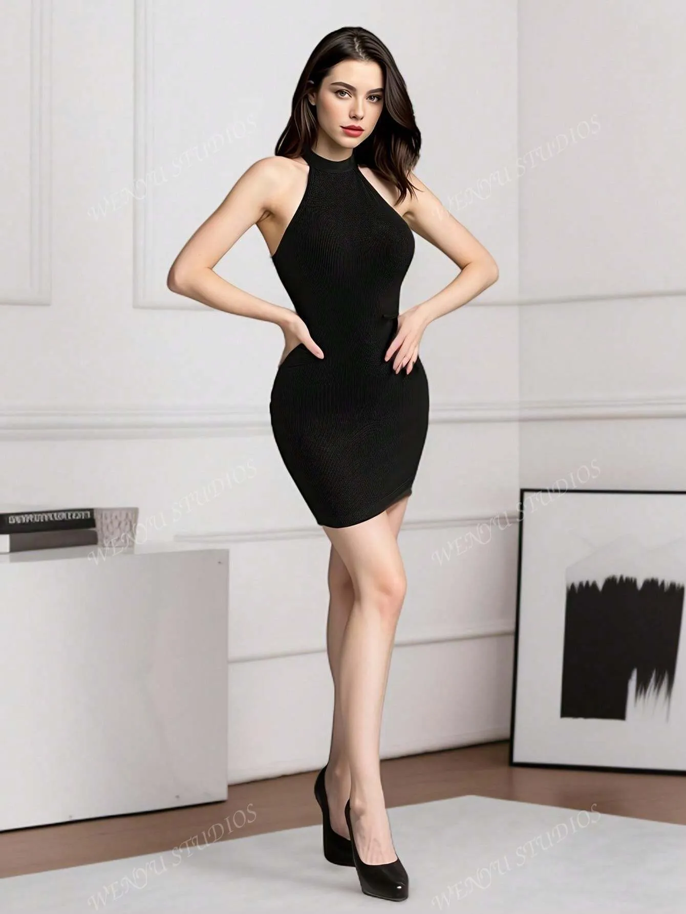 2024 Spring/Summer Casual Sexy Backless Round Neck Sleeveless Bodycon Dress