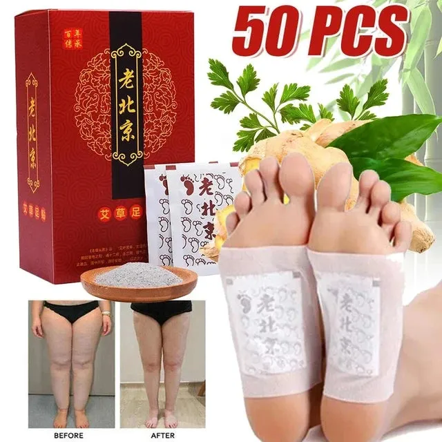 50 PCS Ginger Wormwood Foot Patch Detox Foot Patches Pads Improve Sleep Quality Weight Loss Slimming Patch Health Care