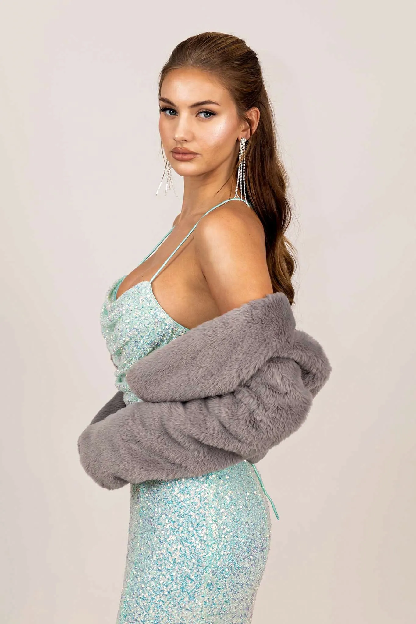 Adrianna Faux Fur Jacket - Grey