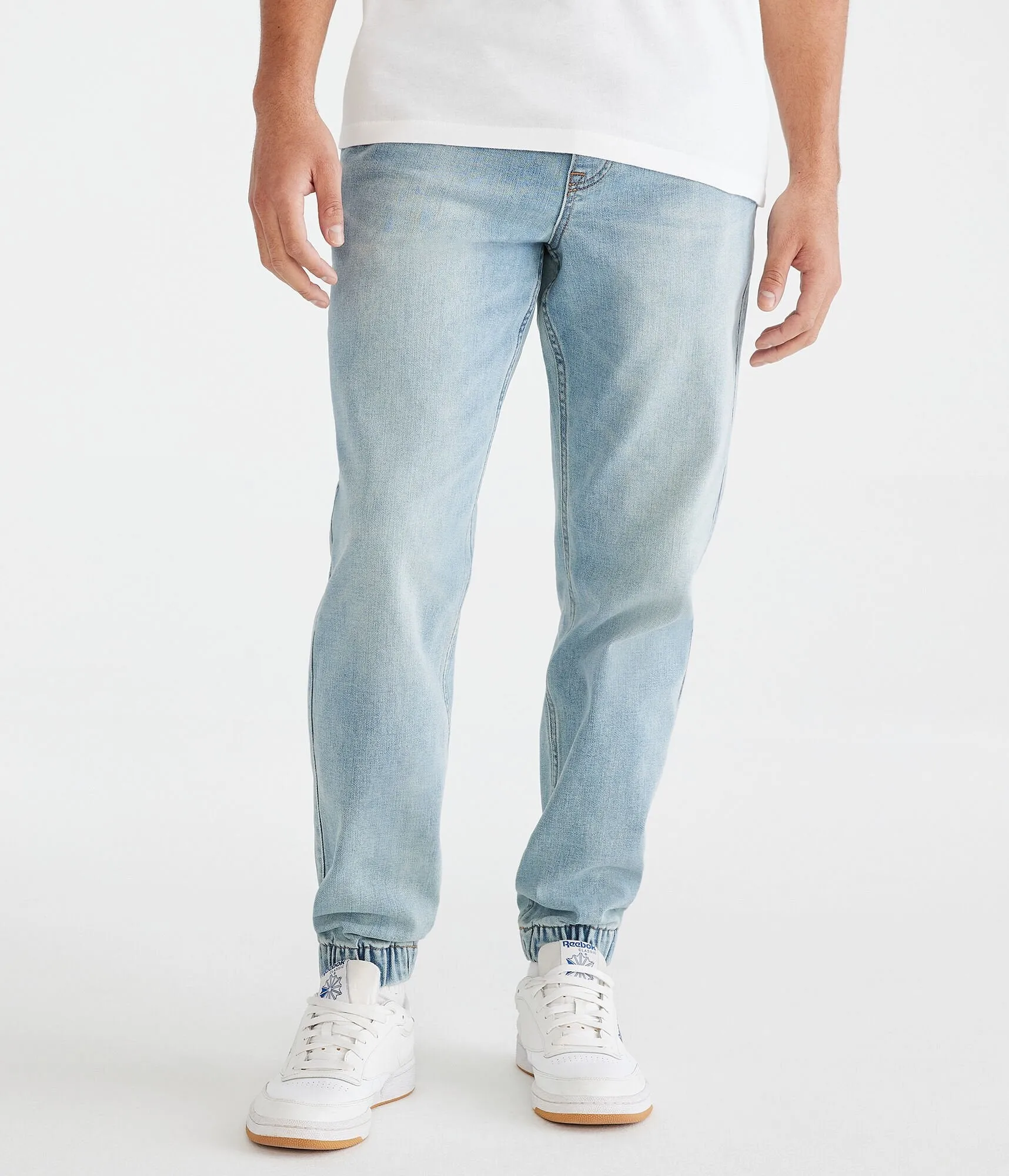 Aeropostale Mens' Premium Air Denim Joggers - Blue - Size XS - Cotton - Teen Fashion & Clothing Light Wash