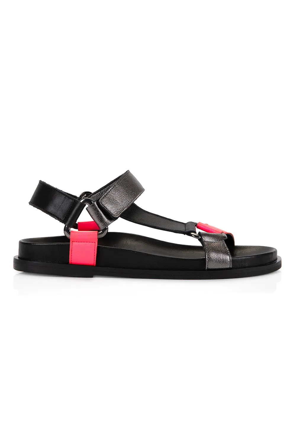 Air & Grace x Scamp & Dude Cleo: Black, Silver and Pink Velcro Sandals