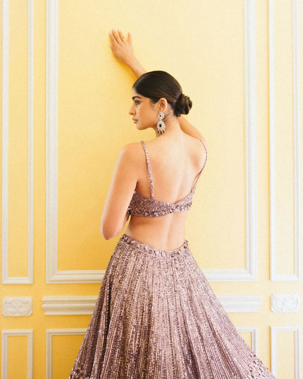 Aiza Dusty Mauve Sequin Lehenga Set