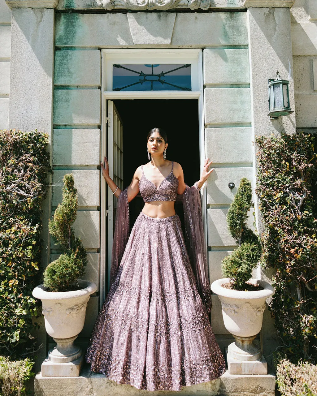 Aiza Dusty Mauve Sequin Lehenga Set