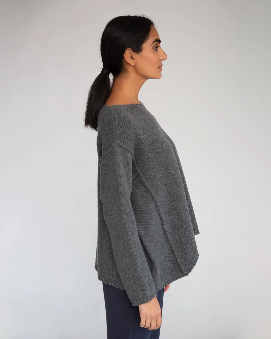 Alessandra-Rose Virgin Wool Jumper In Dark Grey Marl