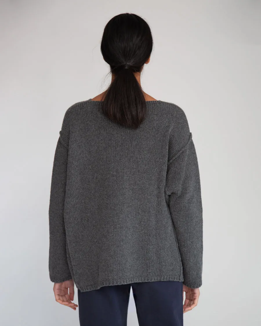 Alessandra-Rose Virgin Wool Jumper In Dark Grey Marl