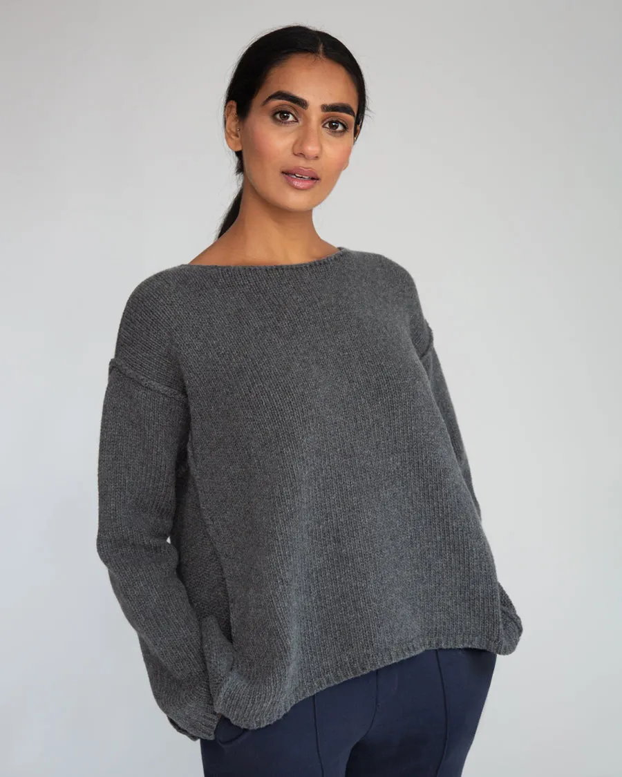 Alessandra-Rose Virgin Wool Jumper In Dark Grey Marl