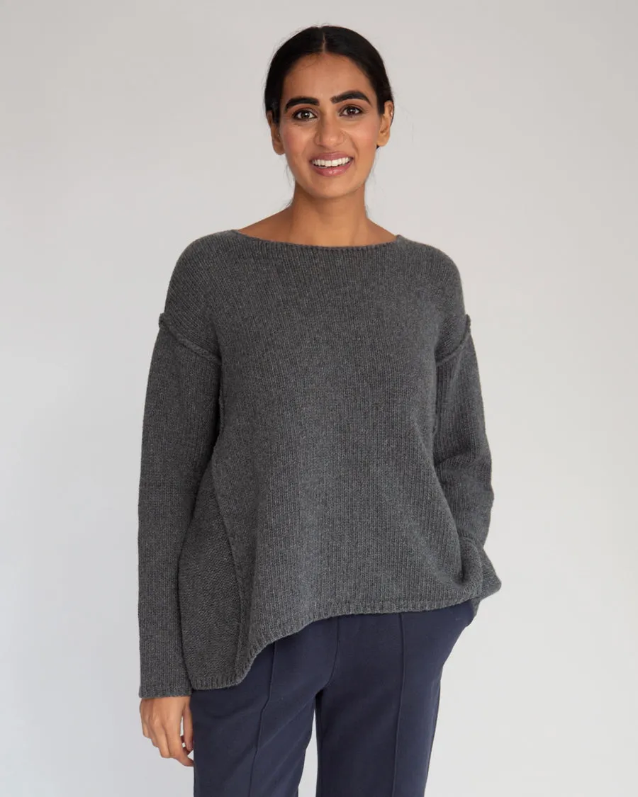 Alessandra-Rose Virgin Wool Jumper In Dark Grey Marl