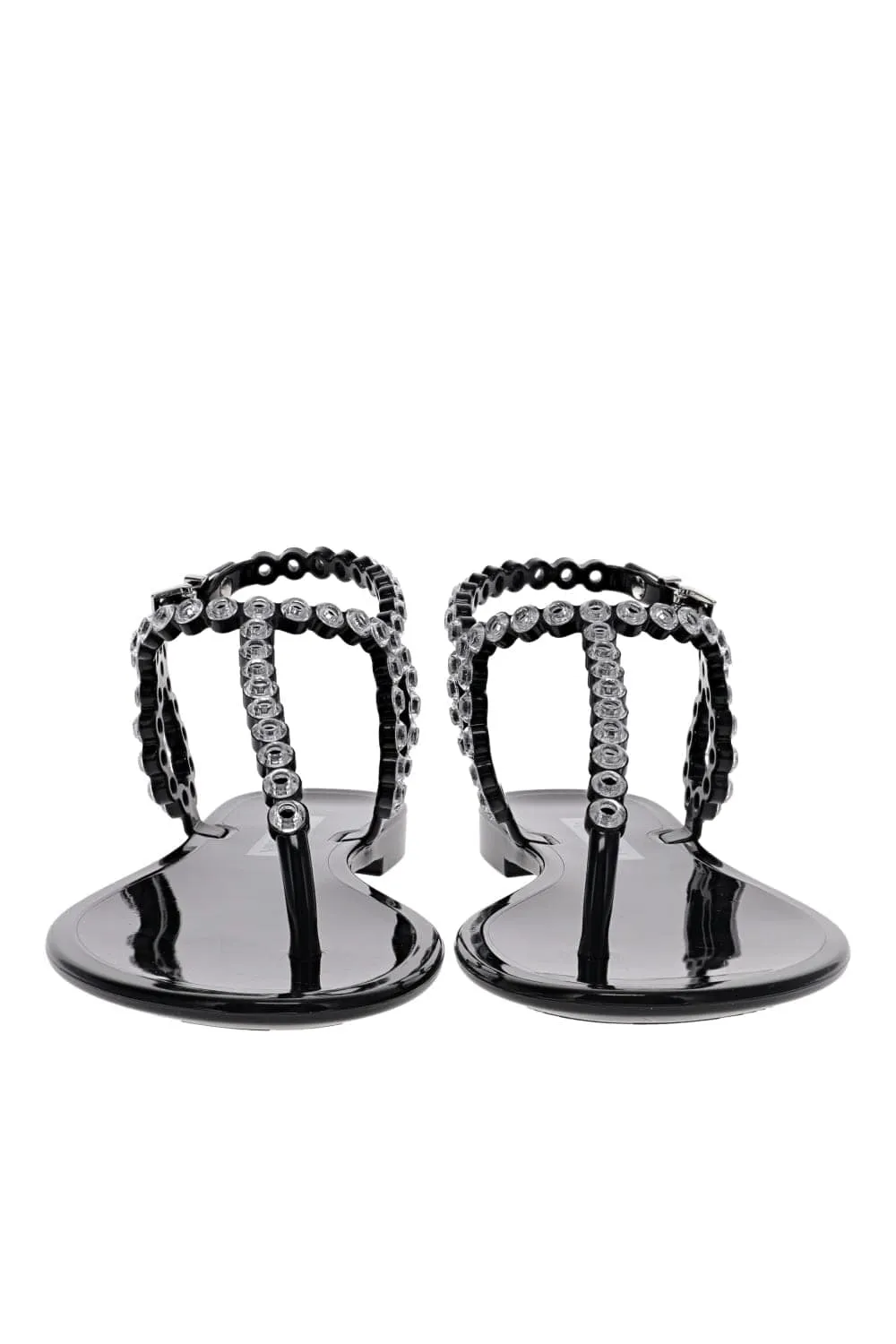 Almost Bare Crystal Black Jelly Sandal