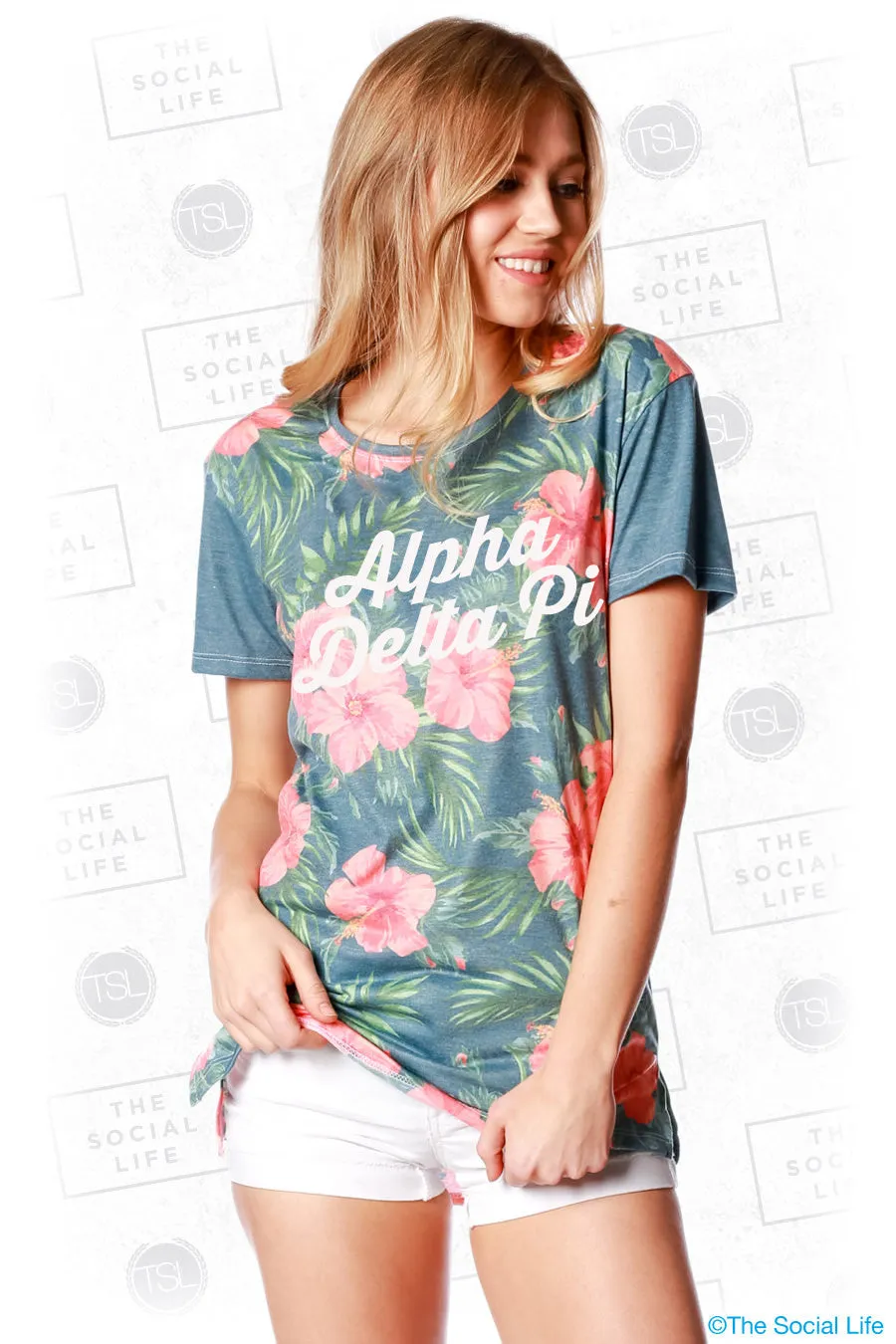 Alpha Delta Pi Vintage Hawaiian Scoop Tee