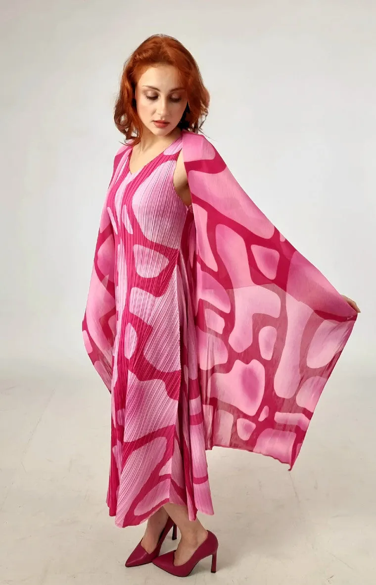 Alquema Long Estrella Dress And Collare Coat -  Fuschia Tuscan