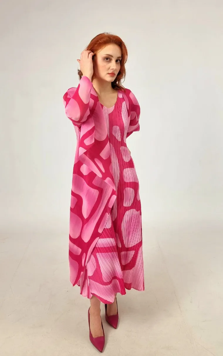 Alquema Long Estrella Dress And Collare Coat -  Fuschia Tuscan