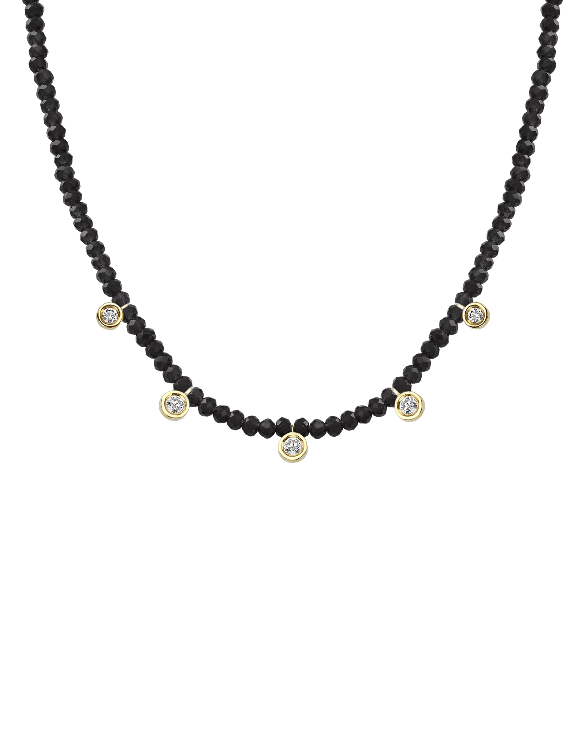 Apatite Gemstone & Five diamonds Necklace - 14K Yellow Gold