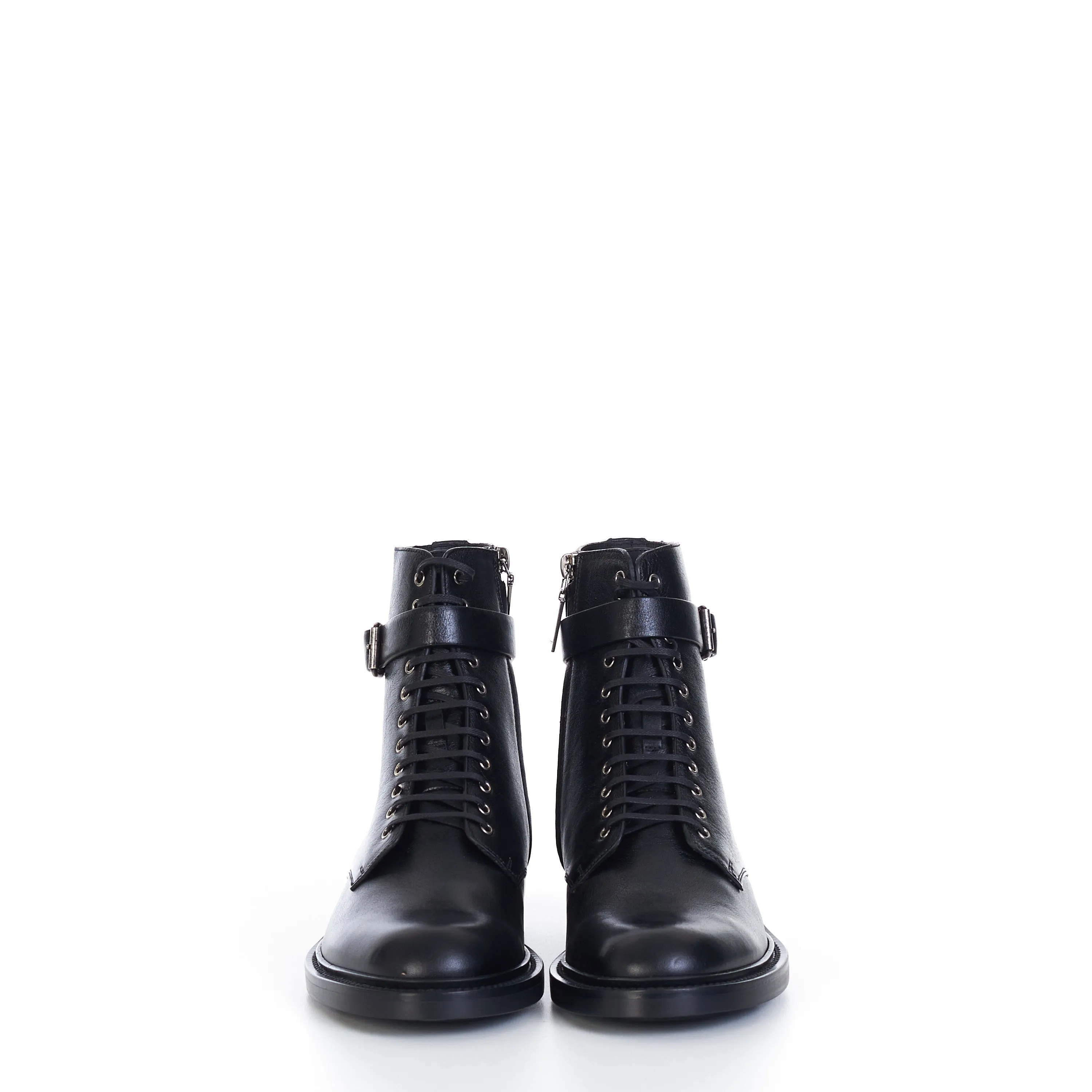 Army Boots In Black Smooth Leather