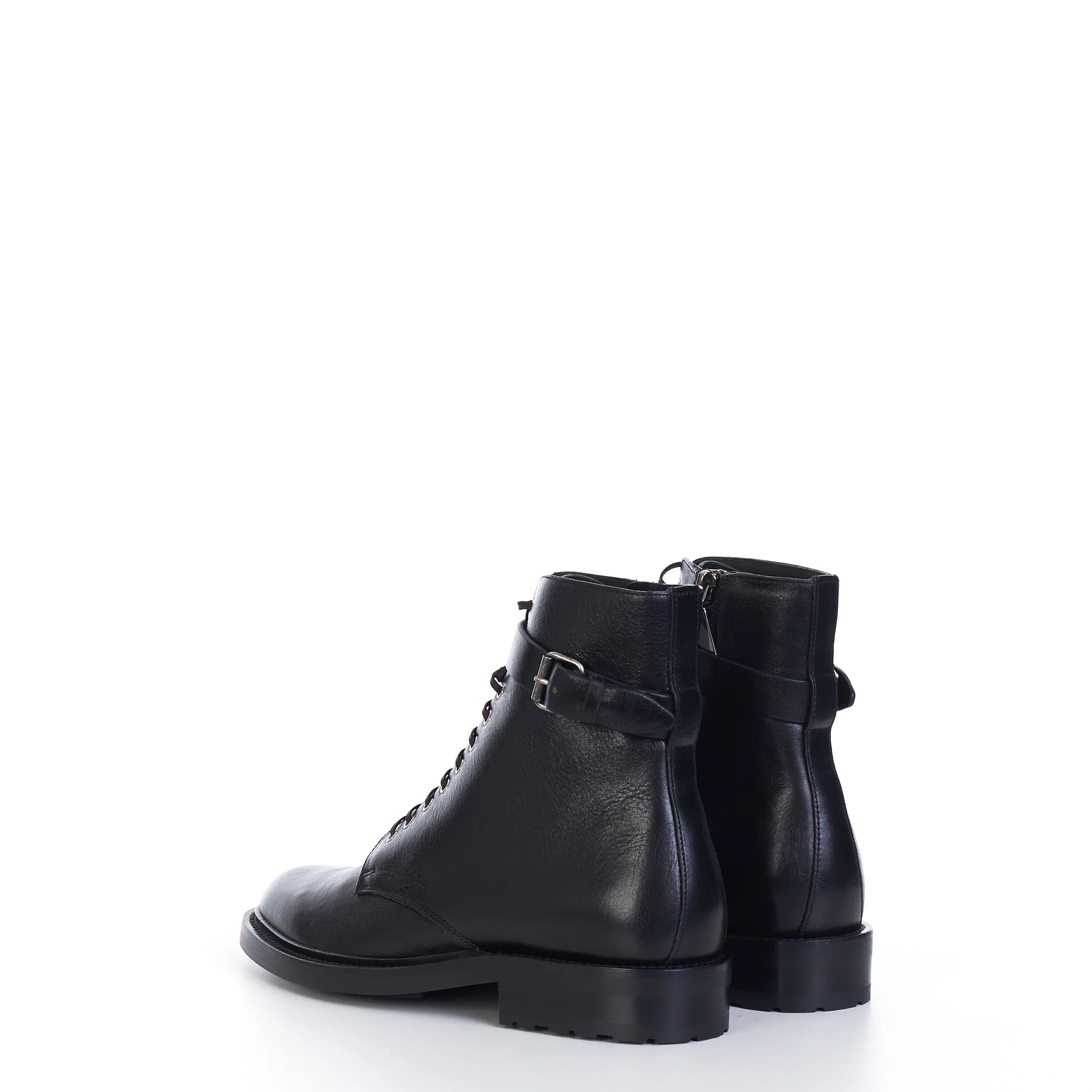 Army Boots In Black Smooth Leather