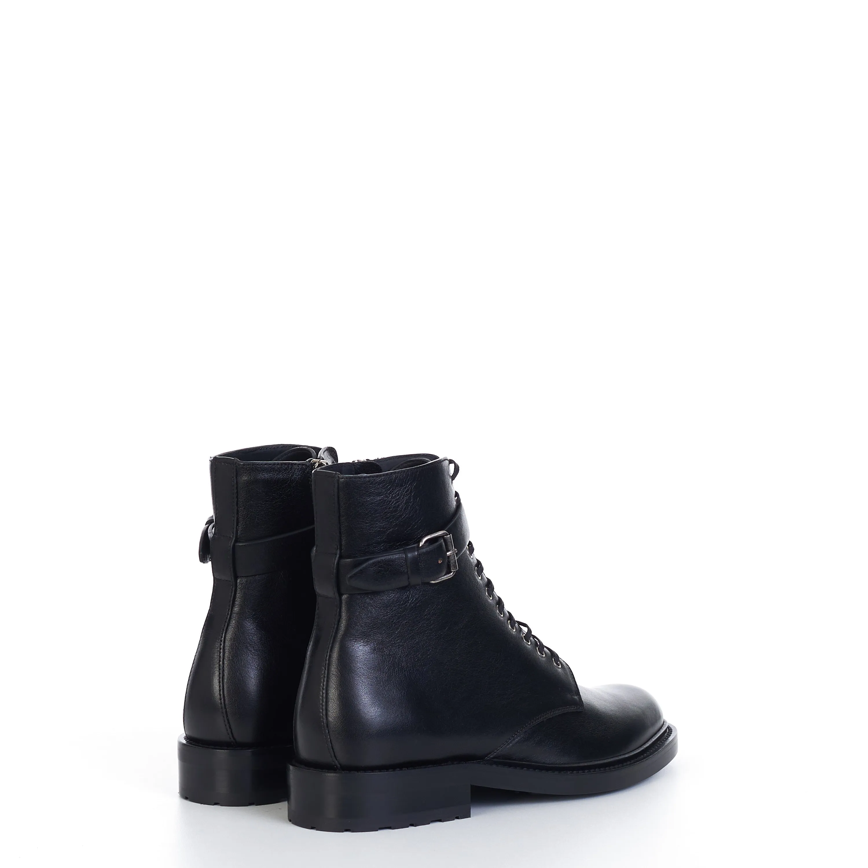 Army Boots In Black Smooth Leather