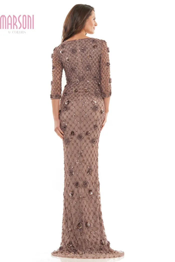 Beaded Mesh Gown