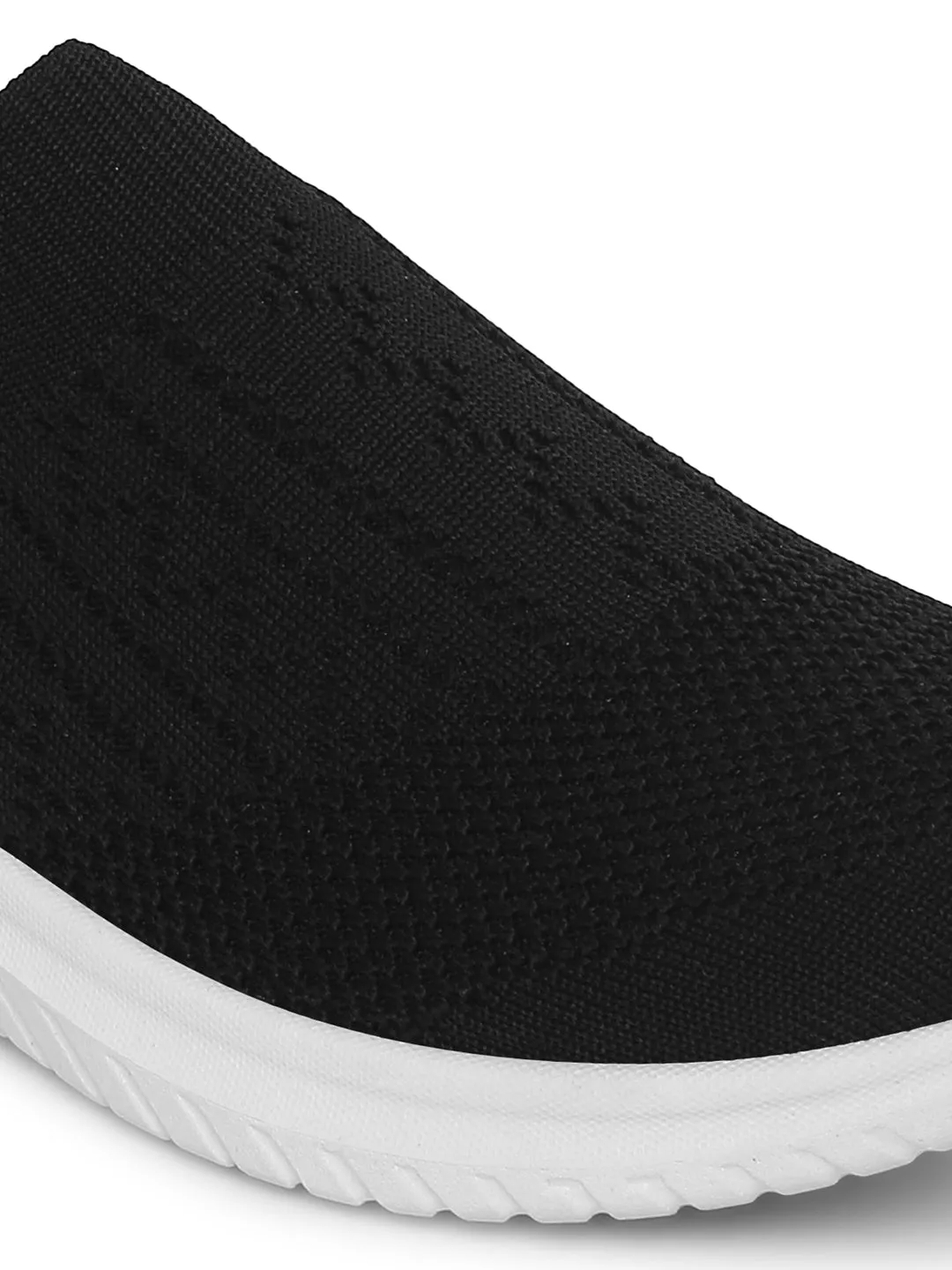 Black Knitted Slip-On Sneakers