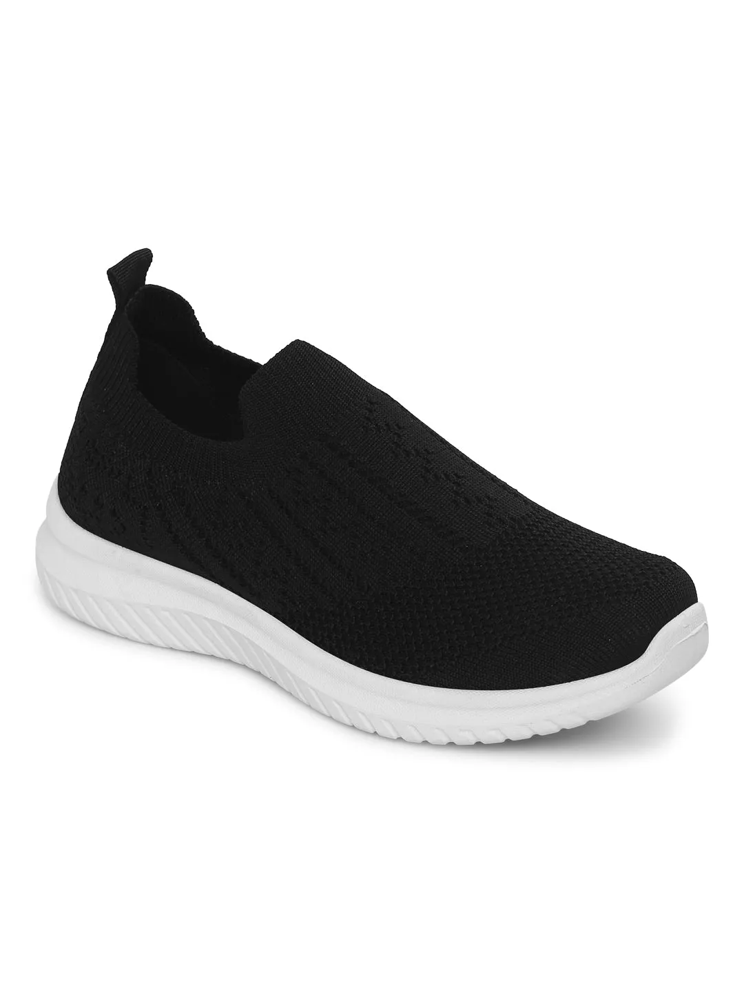 Black Knitted Slip-On Sneakers