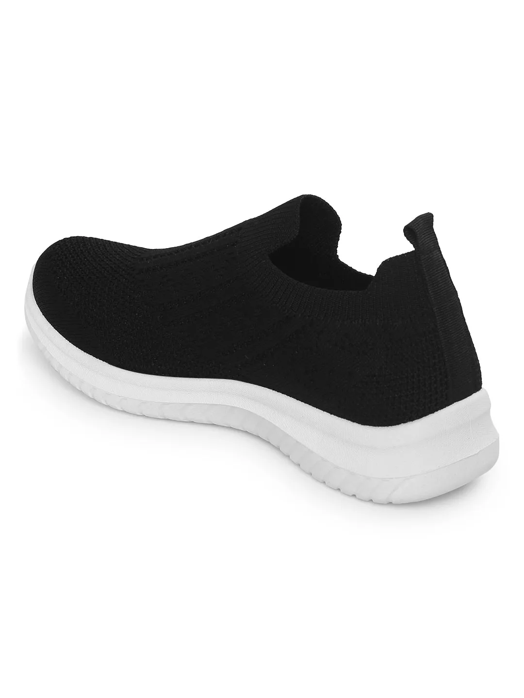 Black Knitted Slip-On Sneakers