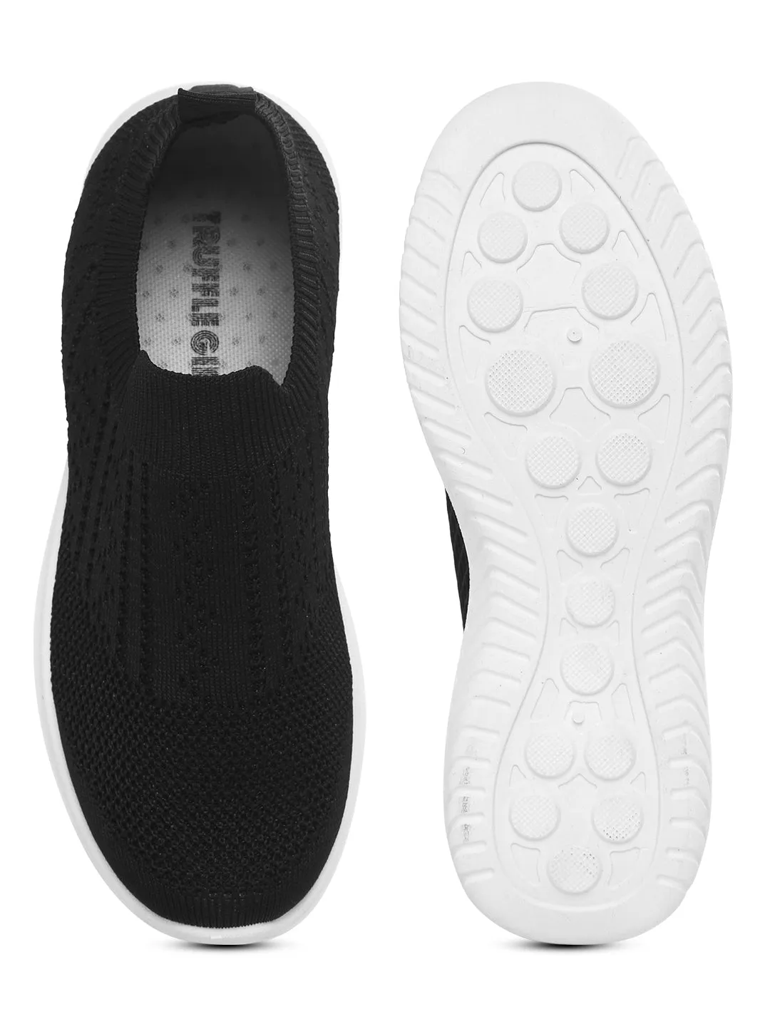 Black Knitted Slip-On Sneakers