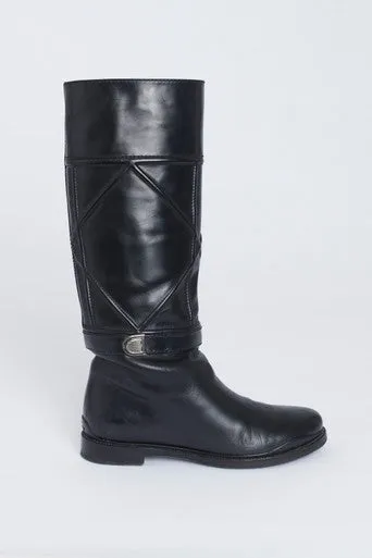 Black Leather Preowned Knee High Boots