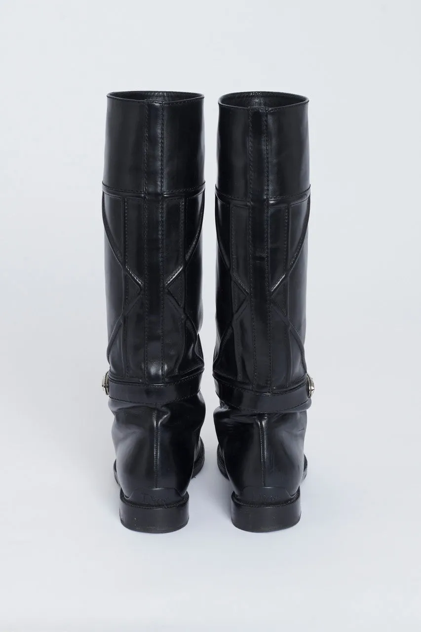 Black Leather Preowned Knee High Boots