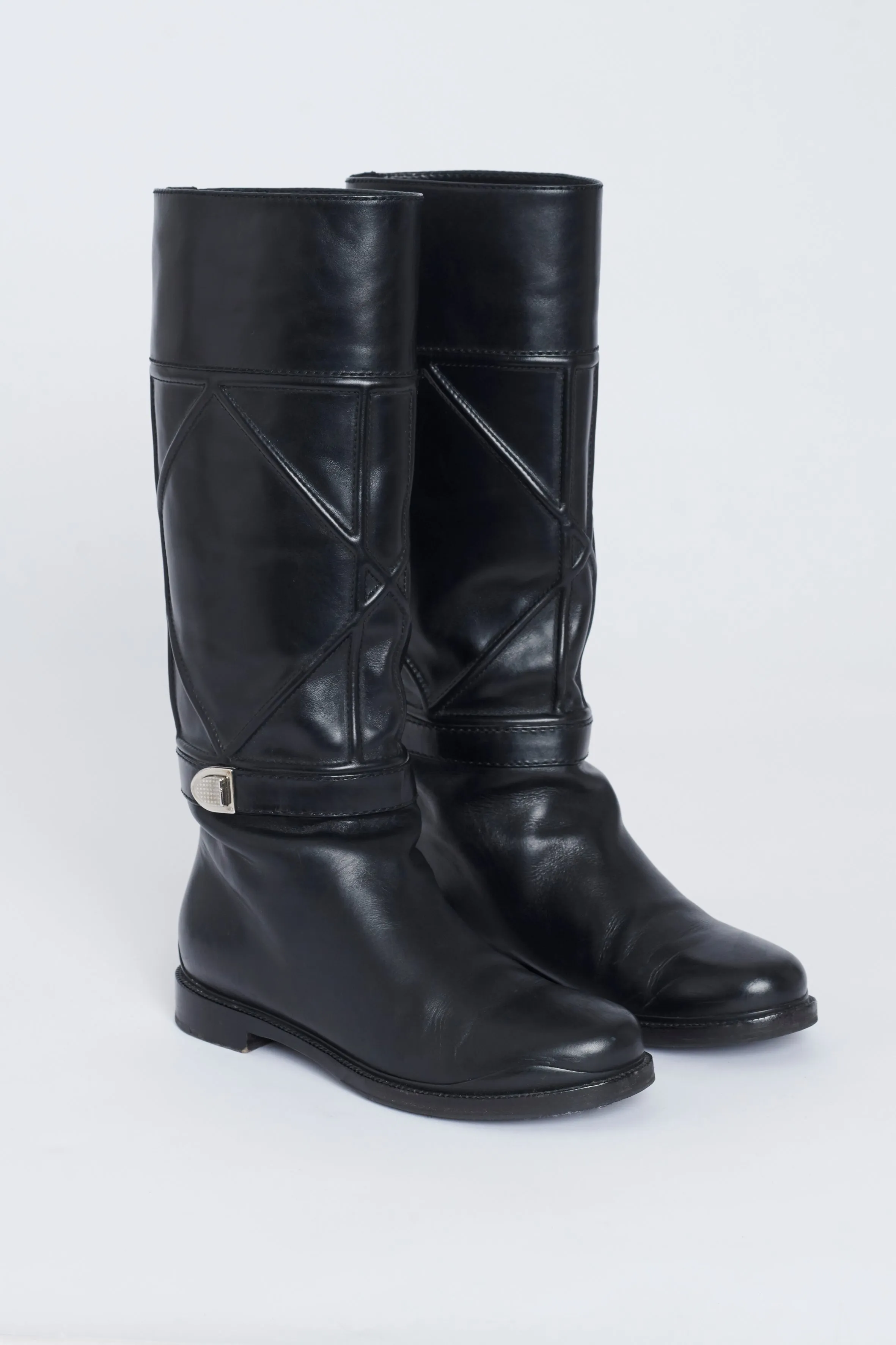 Black Leather Preowned Knee High Boots