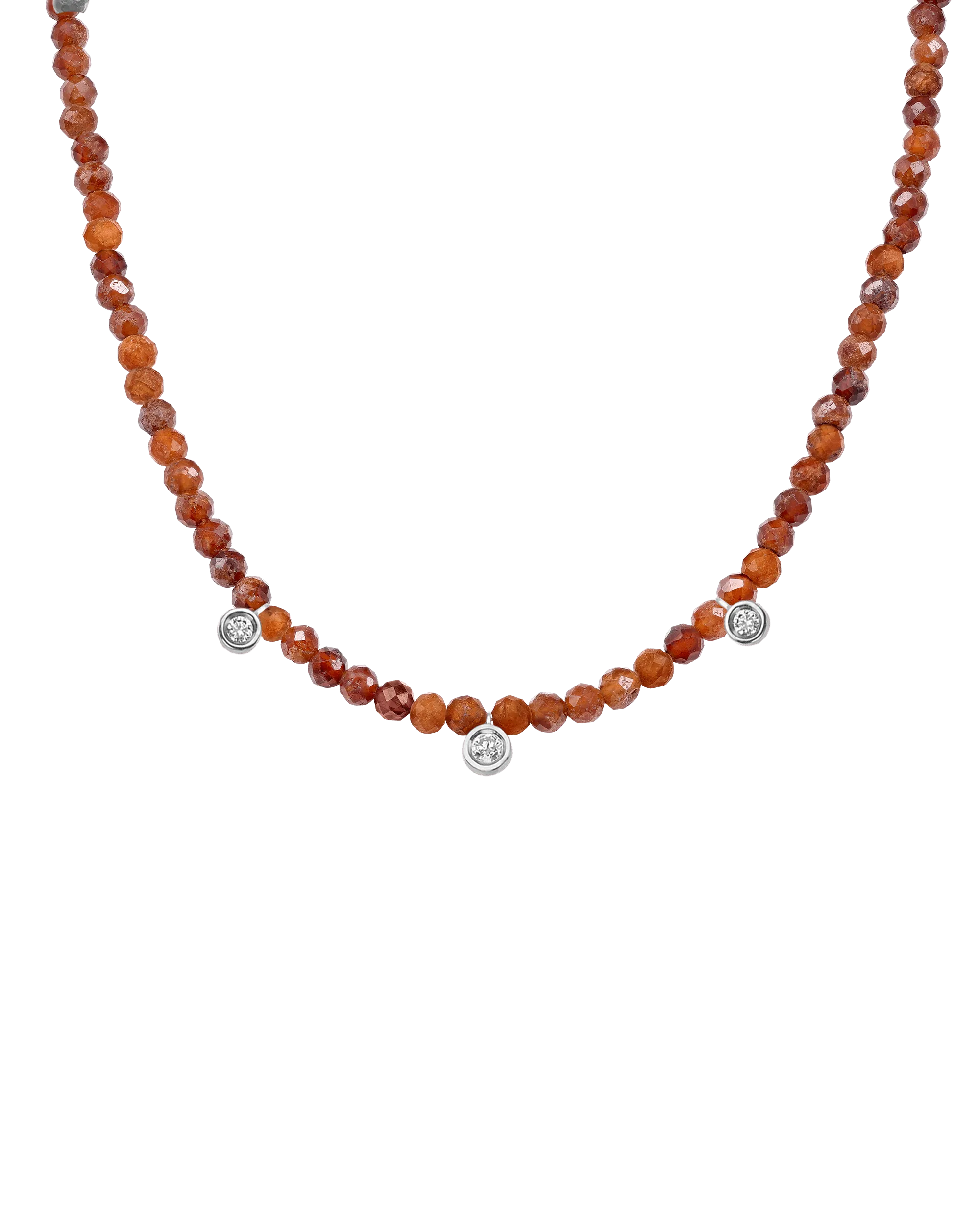 Black Spinel Gemstone & Three diamonds Necklace - 14K Rose Gold