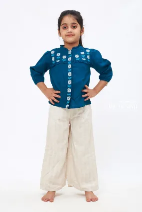 Bohemian Bliss - Teal Embroidered Top & Linen Culottes Duo