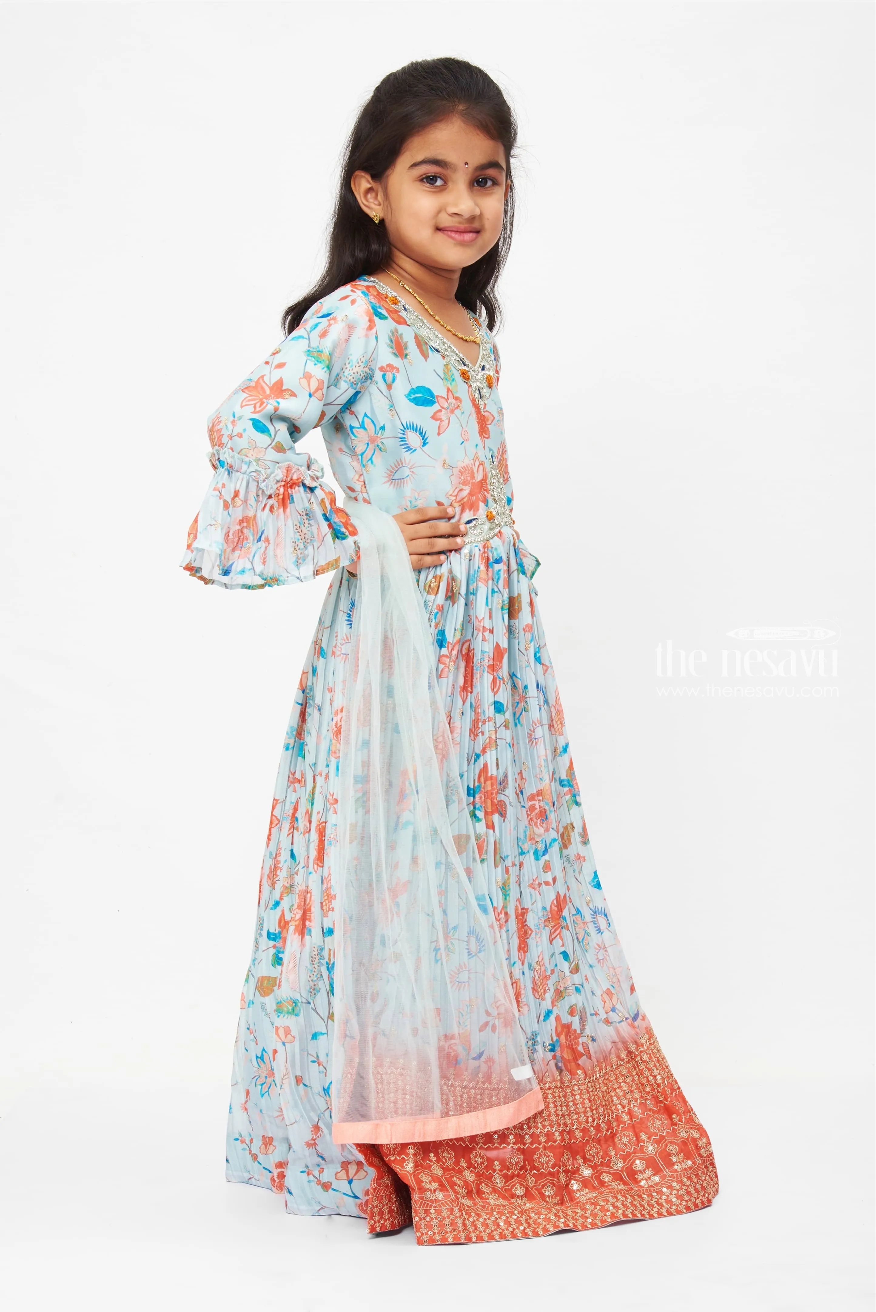 Bohemian Floral Aliacut Anarkali Dress for Girls - Vibrant & Traditional