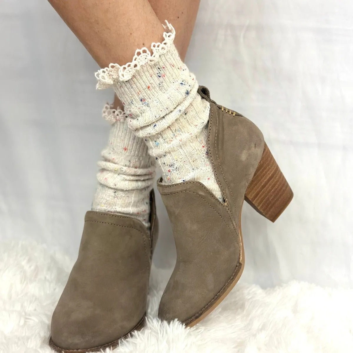 BOOTIE  lace slouch  socks - confetti