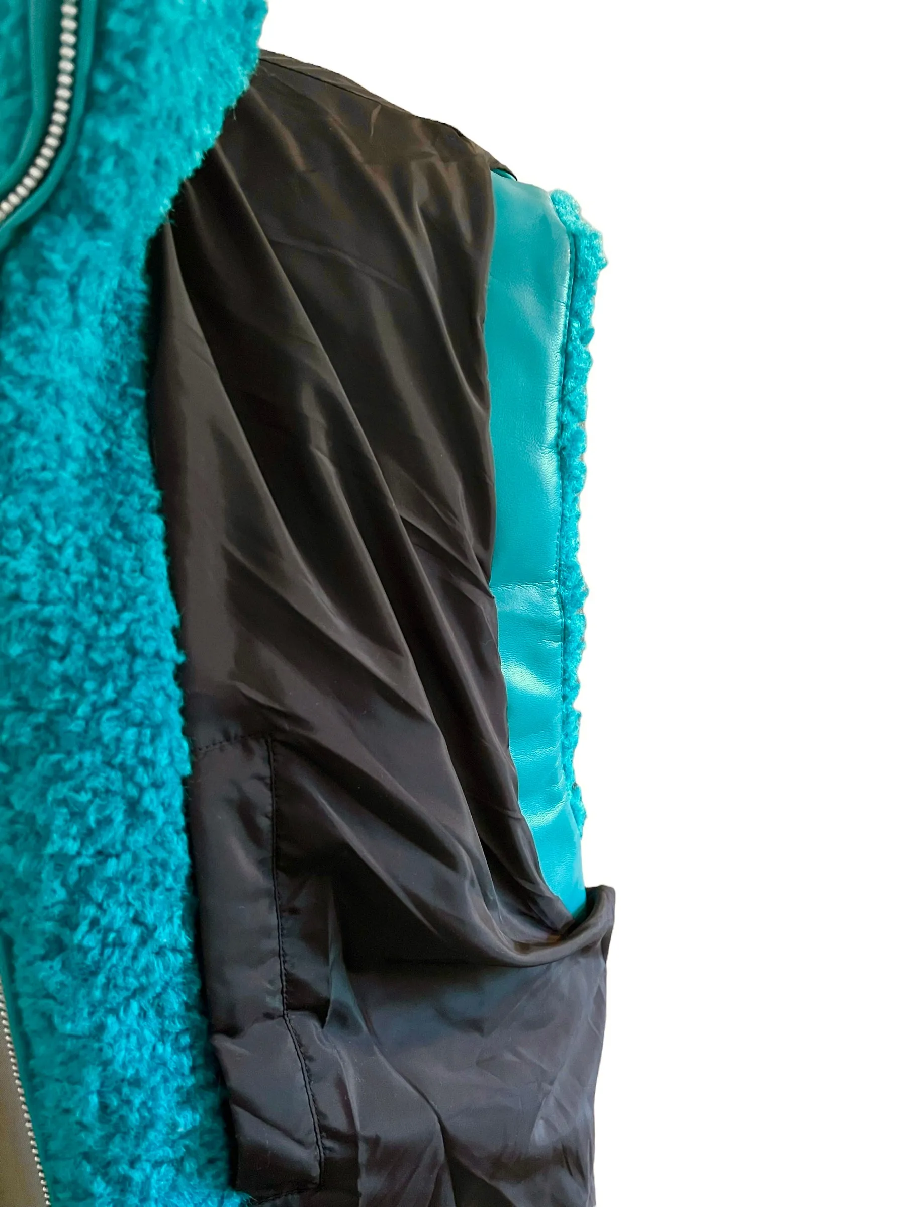 Bottega Veneta Size L Teal Shearling Vest