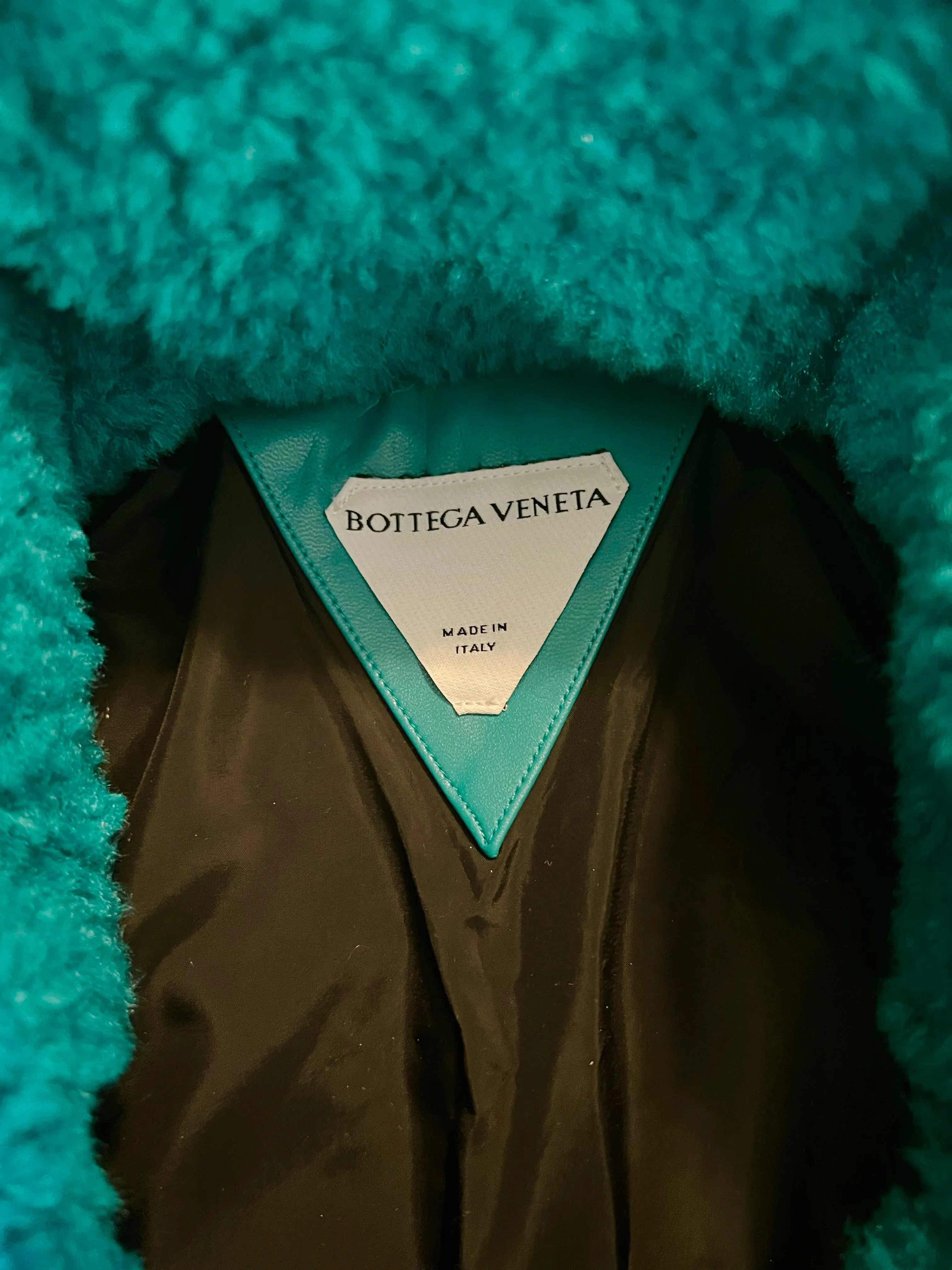 Bottega Veneta Size L Teal Shearling Vest