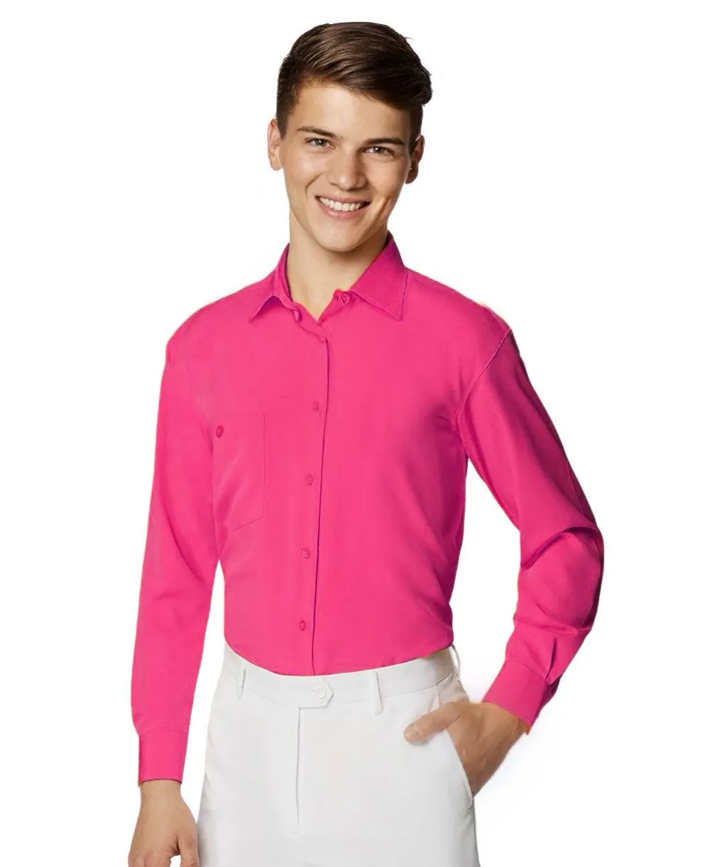 Boy's Hot Pink Microfiber Coloured Shirt