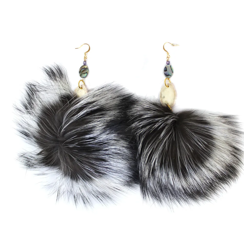 Brenda Dowedoff Fox Fur Earrings