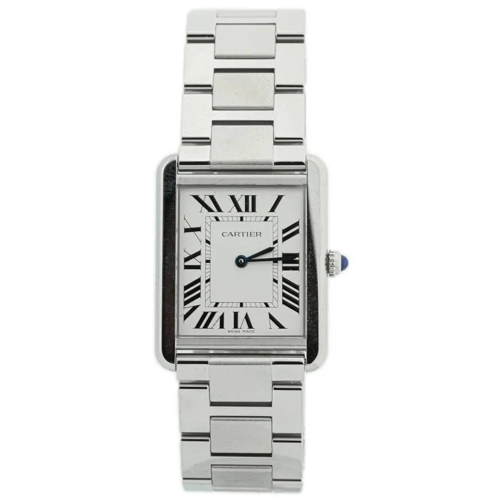 Cartier Ladies Tank SOLO Stainless Steel 34.8 mm x 27.4 mm Silver Roman Dial Watch Reference #: W5200014