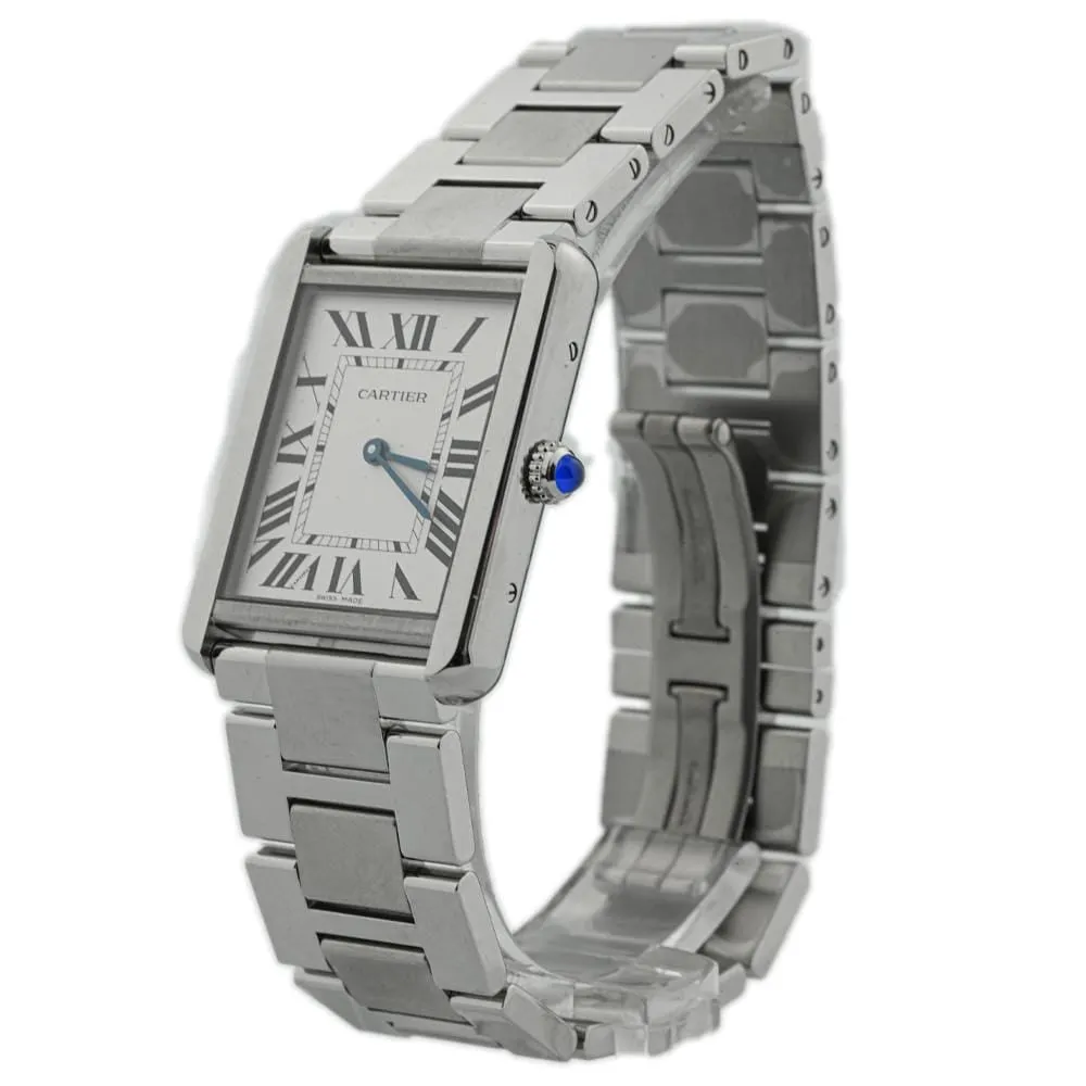 Cartier Ladies Tank SOLO Stainless Steel 34.8 mm x 27.4 mm Silver Roman Dial Watch Reference #: W5200014