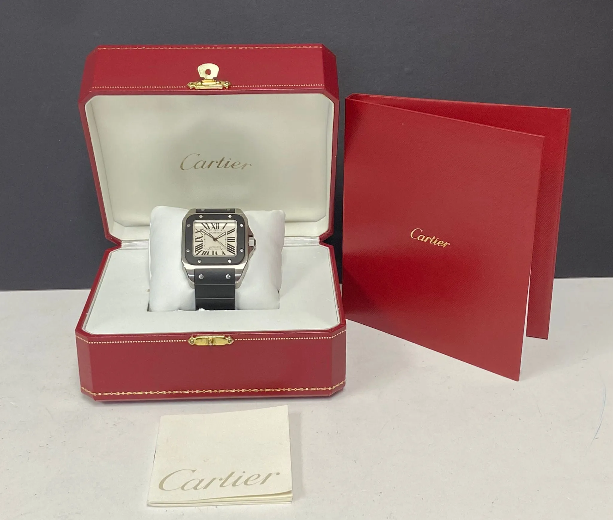 Cartier Santos 100 XL W20121U2 Silver Roman Dial Automatic Men's Watch