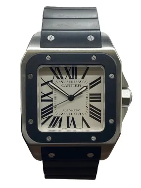 Cartier Santos 100 XL W20121U2 Silver Roman Dial Automatic Men's Watch