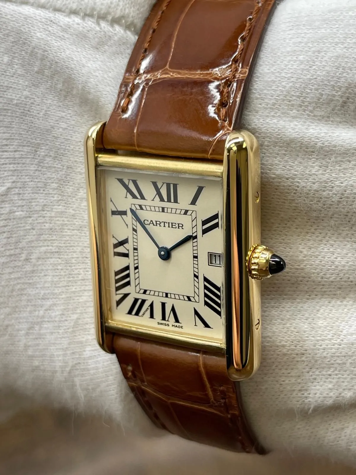 Cartier Tank Louis Large W1529756 Silver Roman Dial Quartz Men's Watch